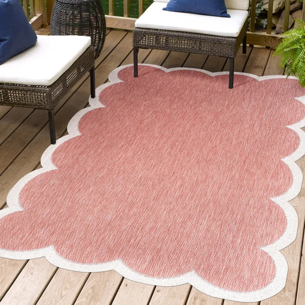 4' X 6' Rose And Cream Indoor Outdoor Area Rug Homeroots Outdoor