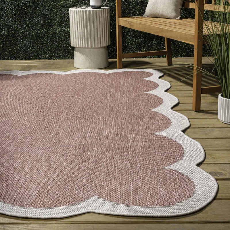 4' X 6' Rose And Cream Indoor Outdoor Area Rug Homeroots Outdoor