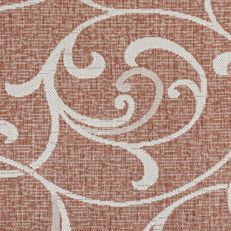 4' X 6' Salmon And Cream Floral Indoor Outdoor Area Rug - GreatEagleInc