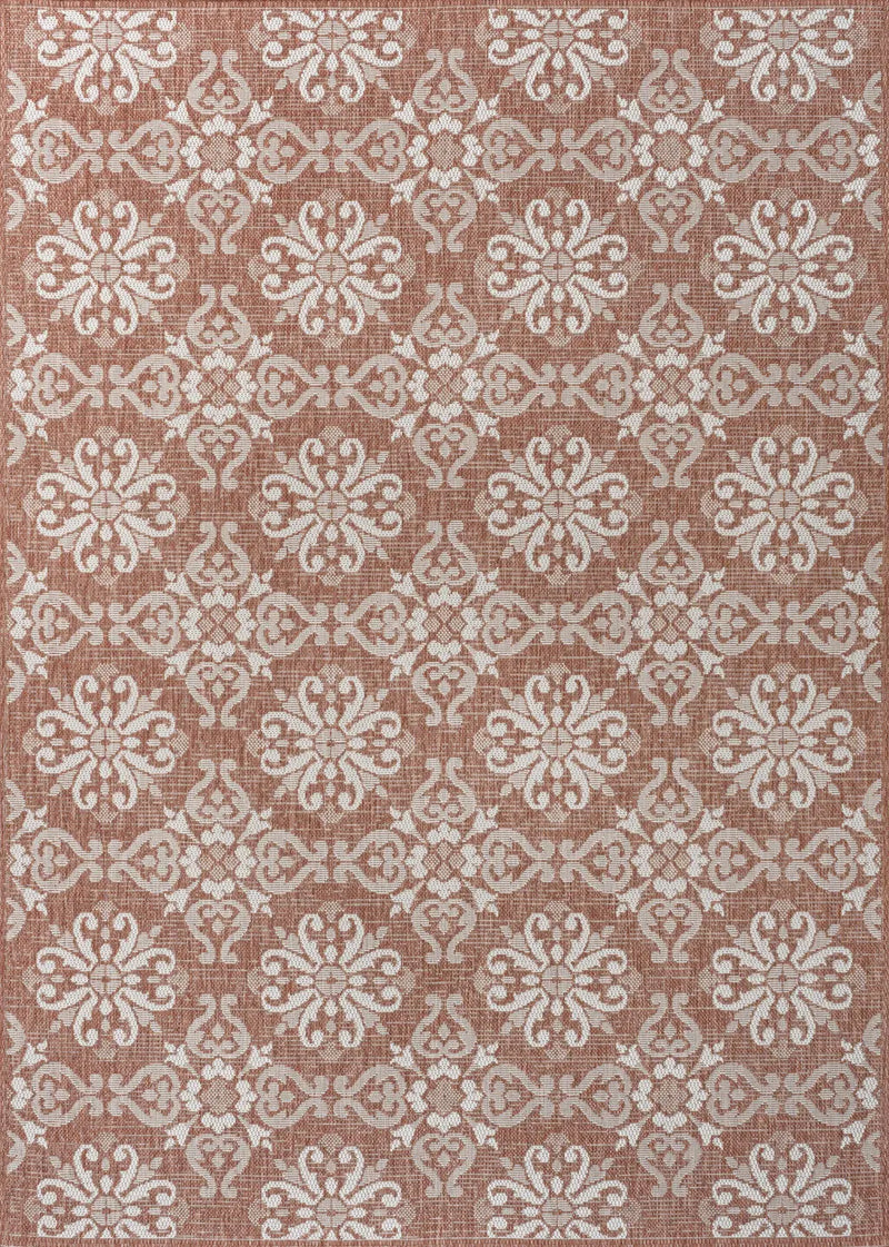 4' X 6' Salmon And Cream Floral Indoor Outdoor Area Rug Homeroots Outdoor