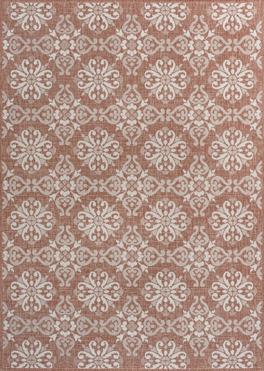4' X 6' Salmon And Cream Floral Indoor Outdoor Area Rug Homeroots Outdoor