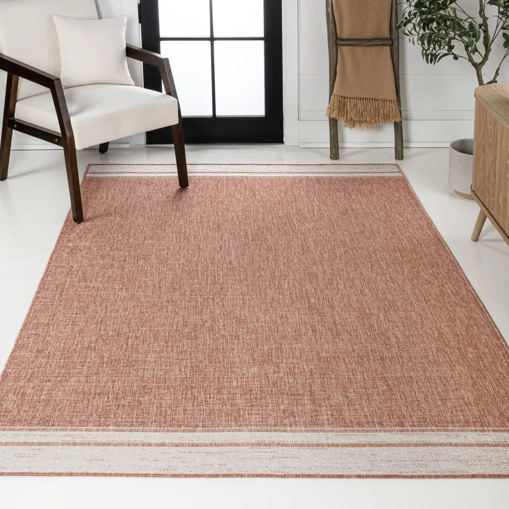 4' X 6' Salmon And Cream Indoor Outdoor Area Rug Homeroots Outdoor