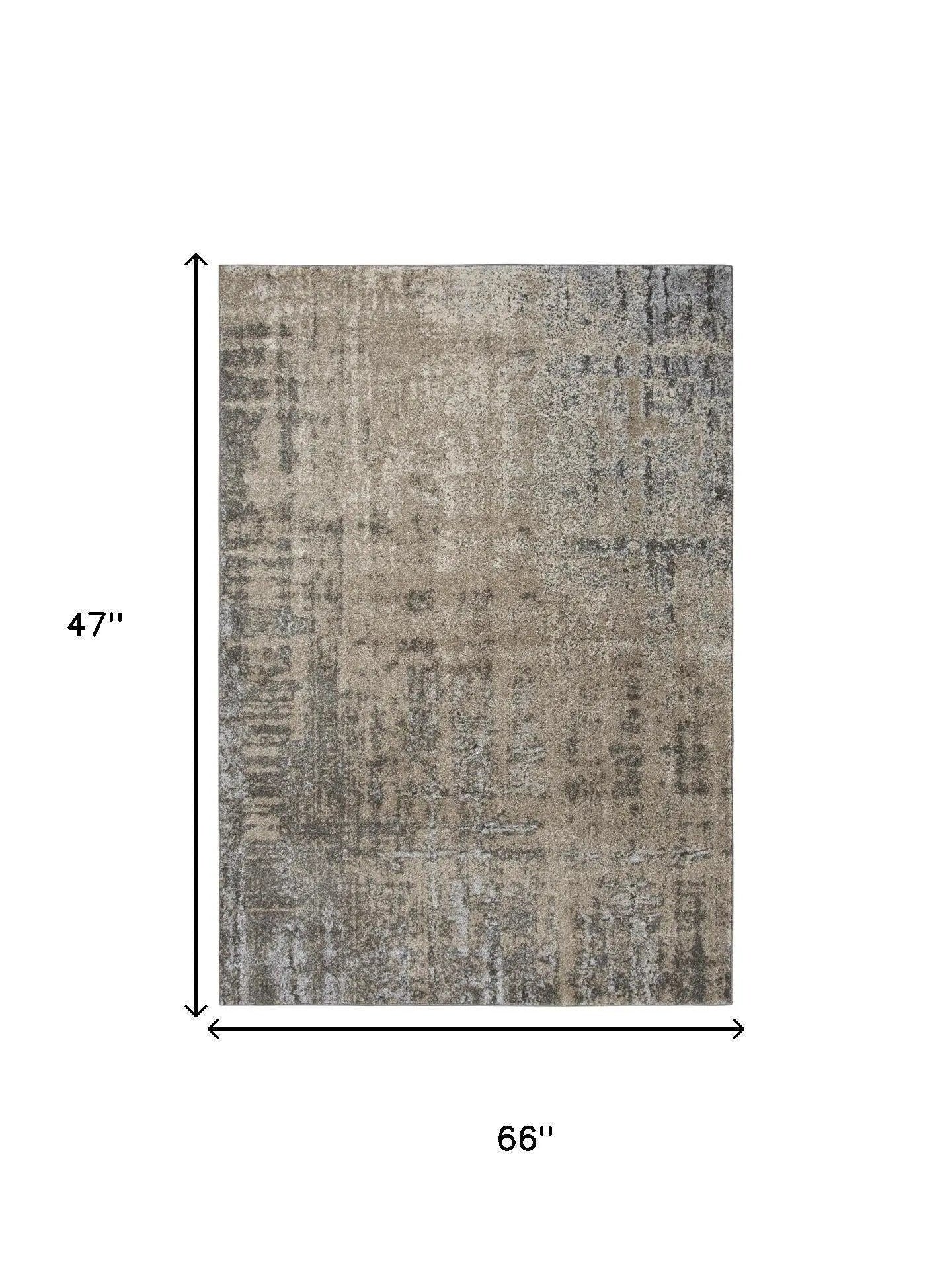 4' X 6' Silver Beige And Taupe Abstract Area Rug Homeroots Home Decor