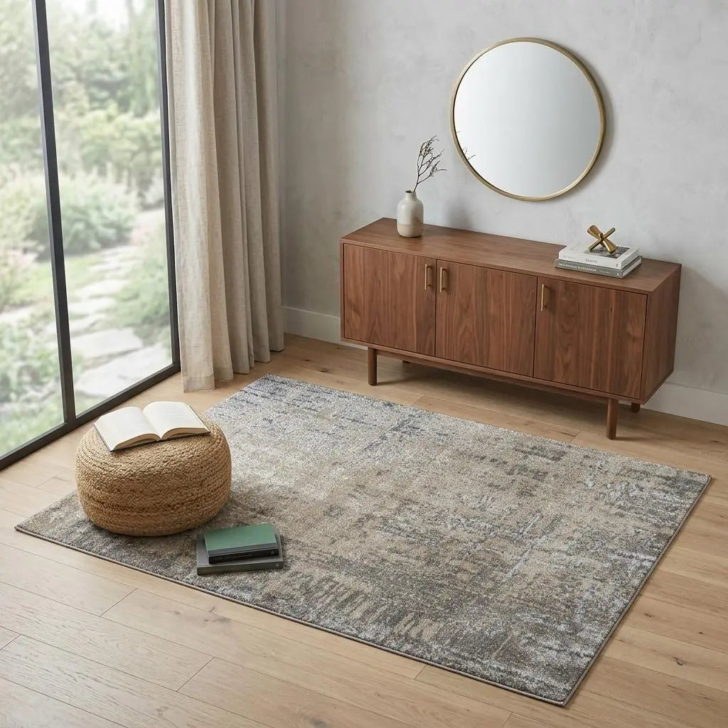 4' X 6' Silver Beige And Taupe Abstract Area Rug Homeroots Home Decor