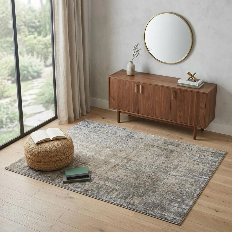 4' X 6' Silver Beige And Taupe Abstract Area Rug Homeroots Home Decor