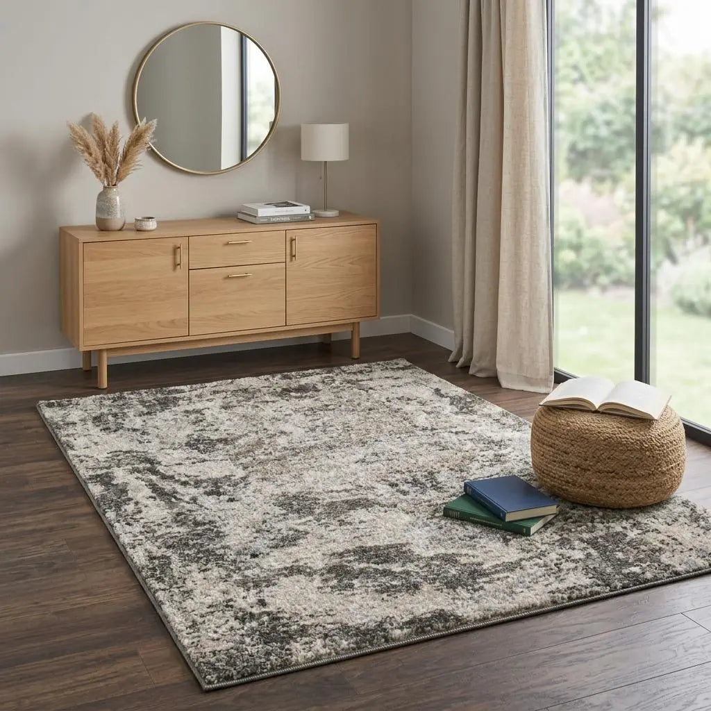 4' X 6' Silver Beige And Taupe Abstract Area Rug Homeroots Home Decor