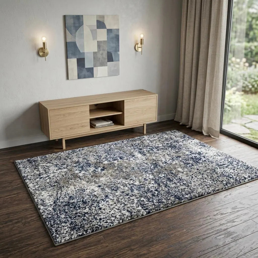 4' X 6' Silver Blue And Taupe Abstract Area Rug Homeroots Home Decor