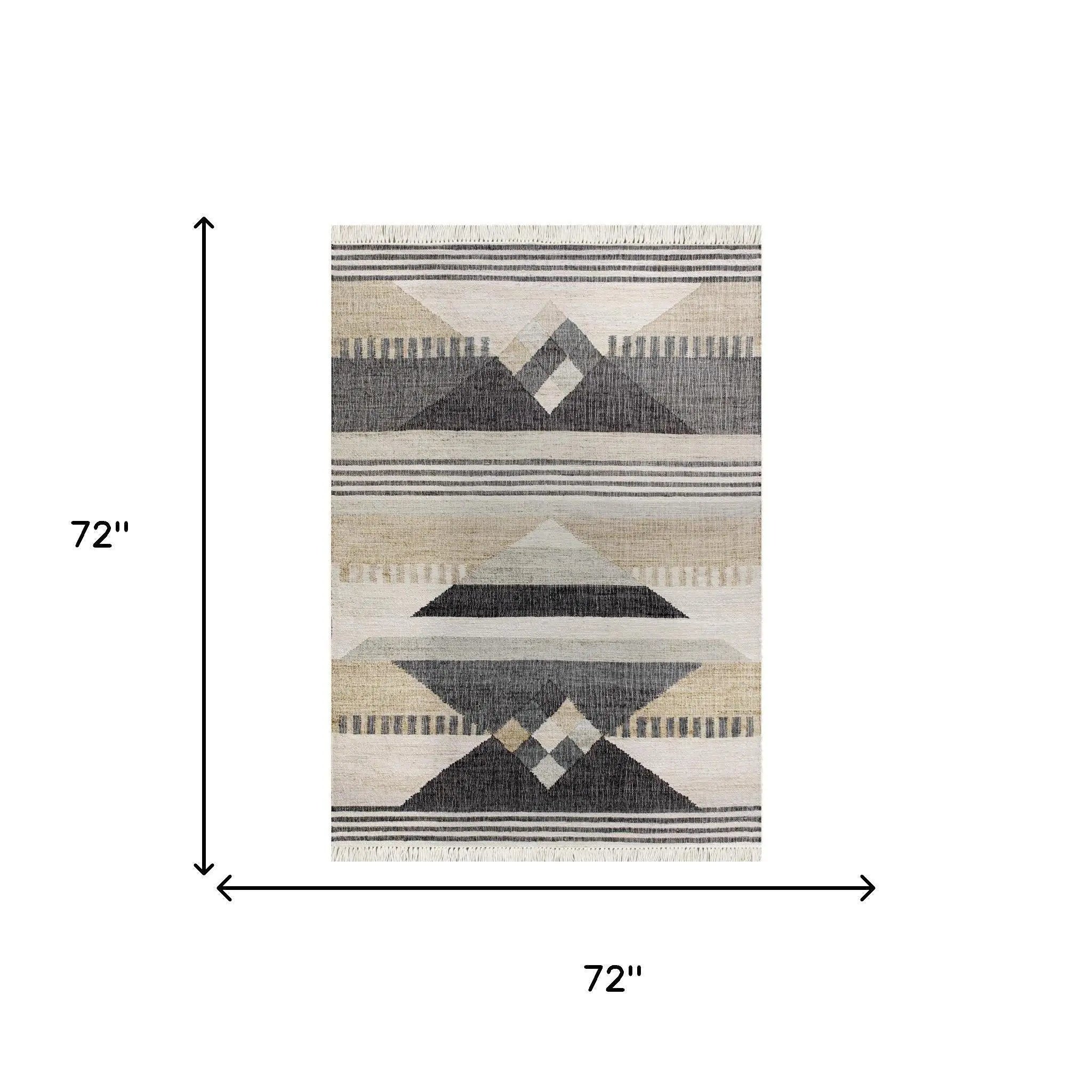 4' X 6' Tan And Black Jute Tribal Hand Woven Area Rug Homeroots Home Decor