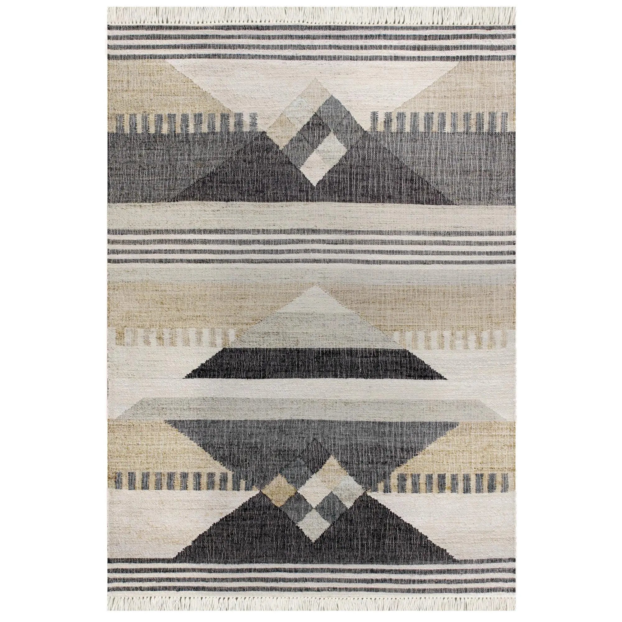 4' X 6' Tan And Black Jute Tribal Hand Woven Area Rug Homeroots Home Decor