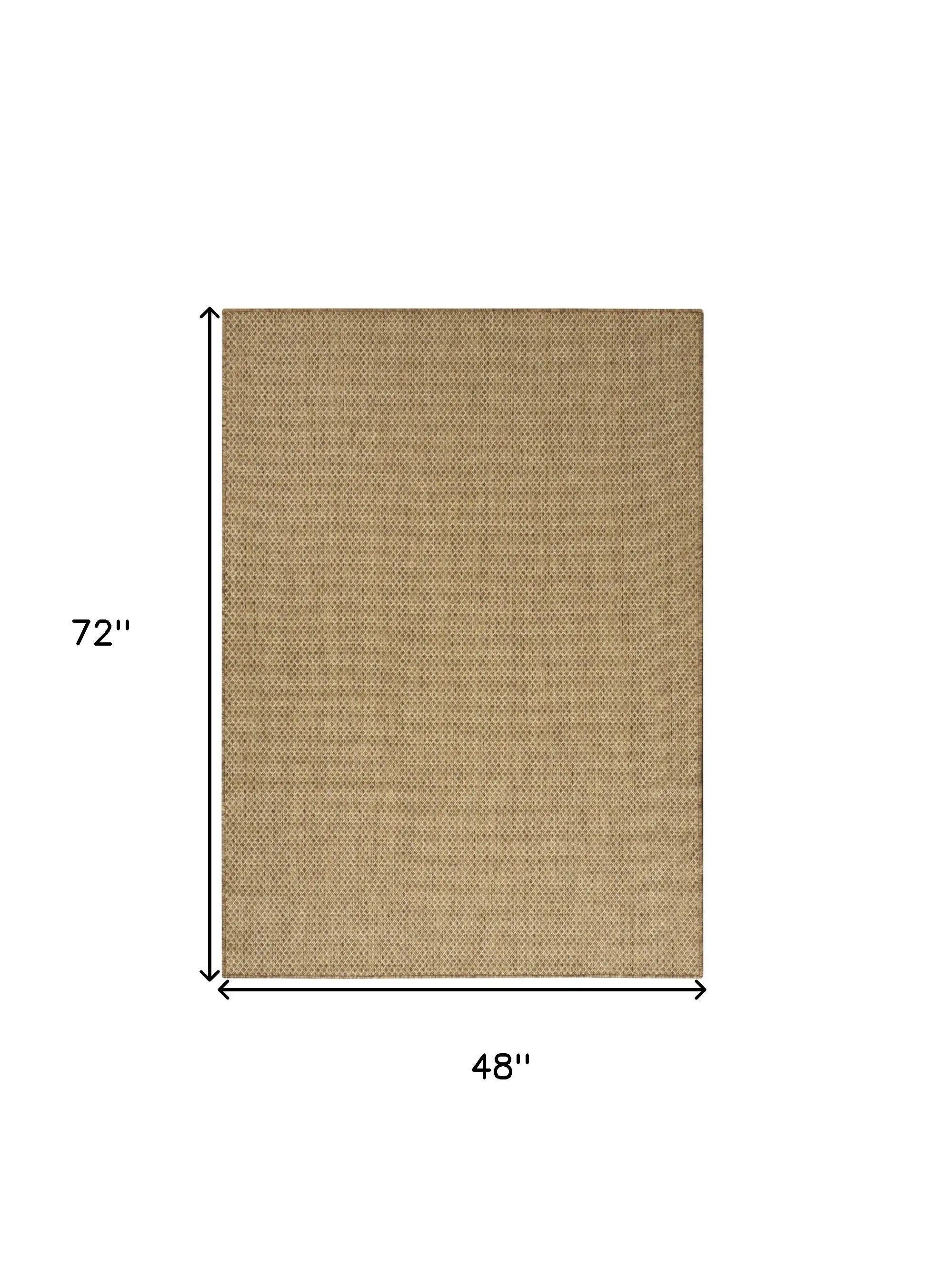 4' X 6' Tan And Brown Geometric Indoor Outdoor Area Rug Homeroots Outdoor