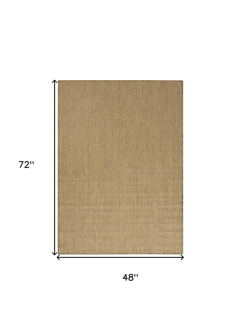 4' X 6' Tan And Brown Geometric Indoor Outdoor Area Rug Homeroots Outdoor