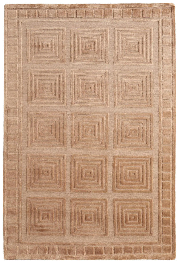 4' X 6' Tan And Gold Wool Geometric Hand Knotted Area Rug Homeroots Home Decor