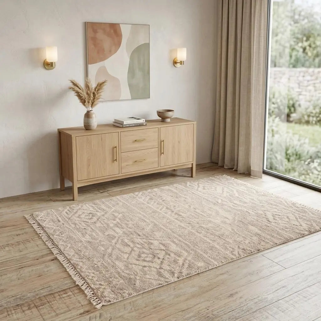 4' X 6' Tan Brown And Taupe Wool Southwestern Hand Knotted Area Rug Homeroots Home Decor