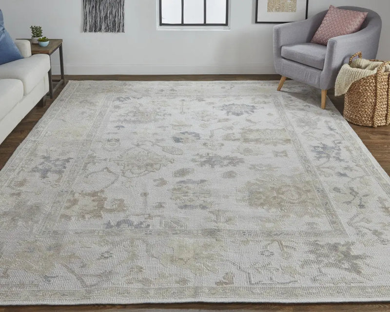 4' X 6' Tan Ivory And Orange Floral Hand Knotted Stain Resistant Area Rug Homeroots Outdoor
