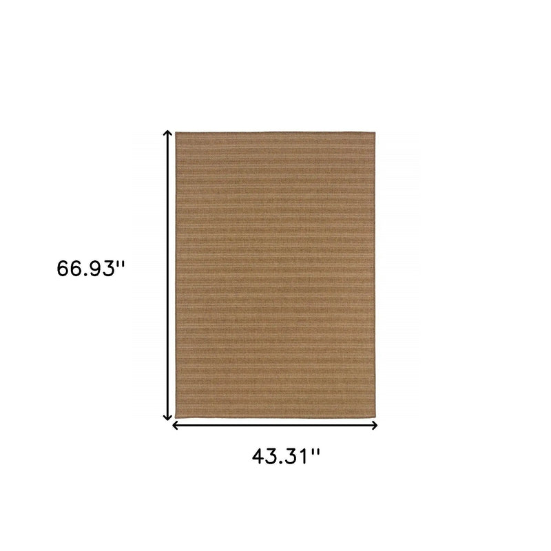 4' X 6' Tan Striped Stain Resistant Indoor Outdoor Area Rug Homeroots Outdoor