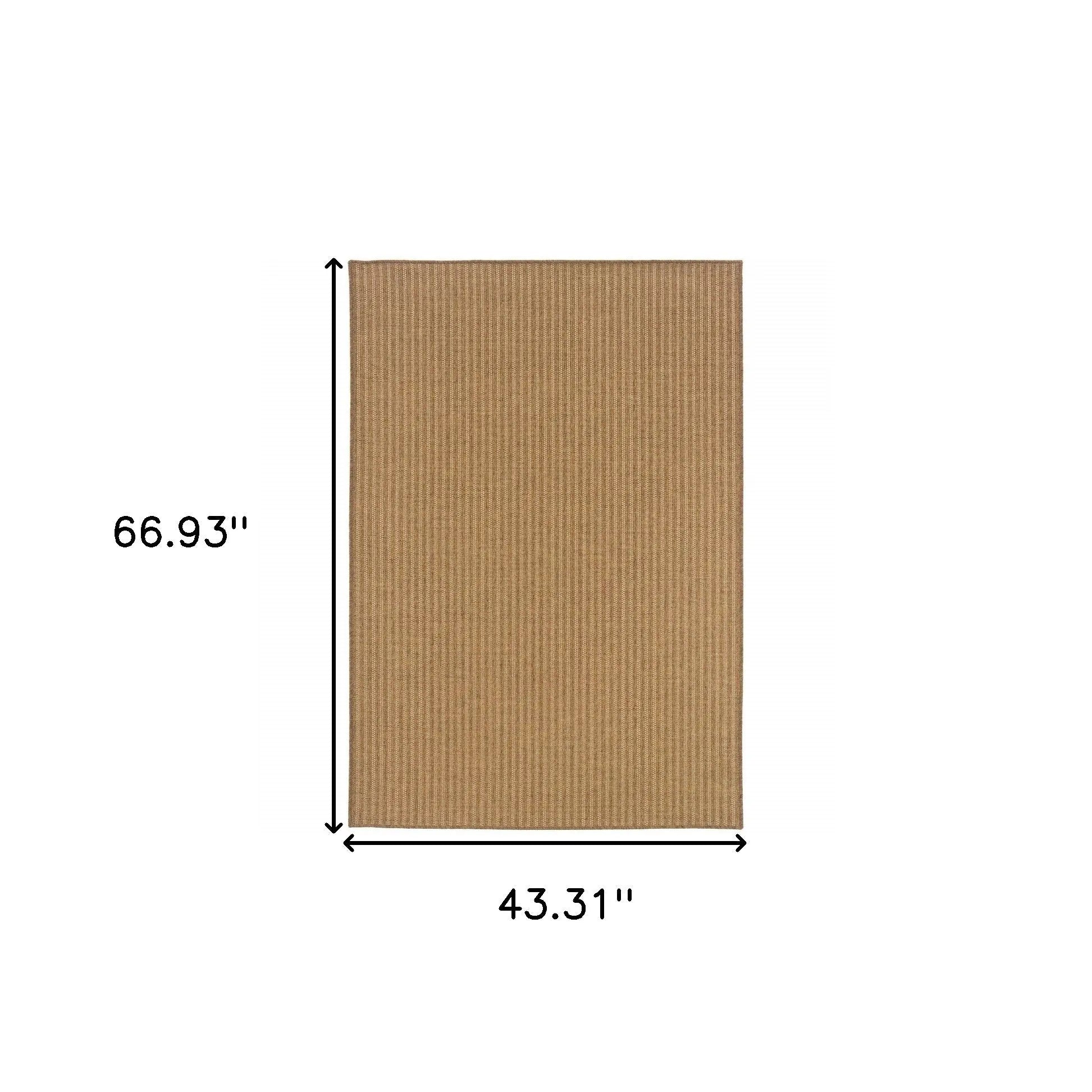 4' X 6' Tan Striped Stain Resistant Indoor Outdoor Area Rug Homeroots Outdoor