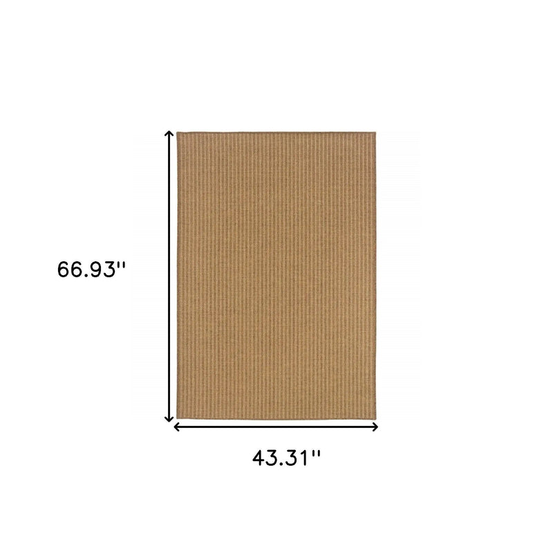 4' X 6' Tan Striped Stain Resistant Indoor Outdoor Area Rug Homeroots Outdoor