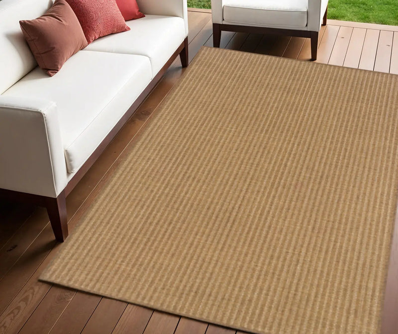 4' X 6' Tan Striped Stain Resistant Indoor Outdoor Area Rug Homeroots Outdoor