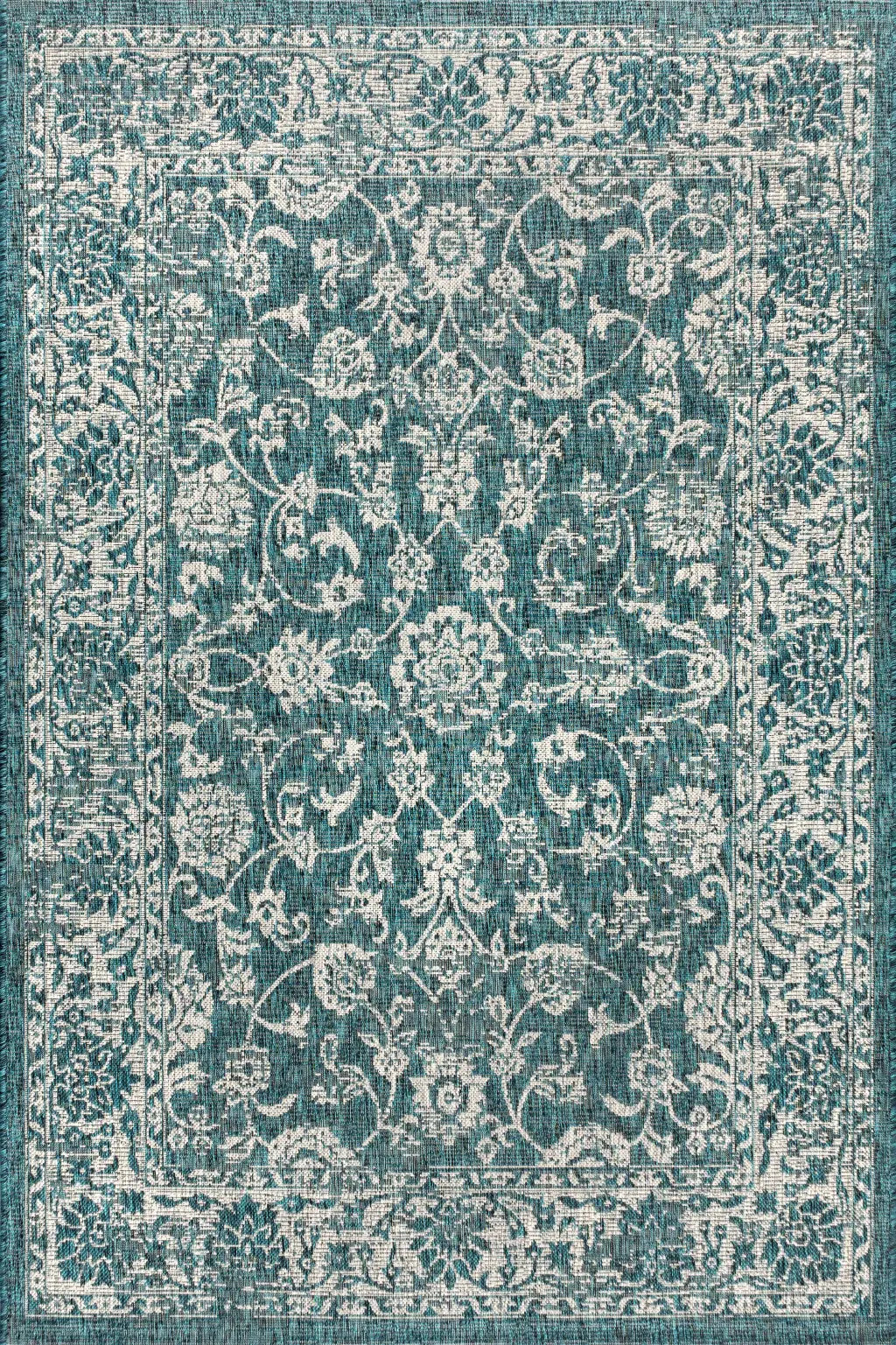4' X 6' Teal Blue And Gray Medallion Indoor Outdoor Area Rug Homeroots Outdoor