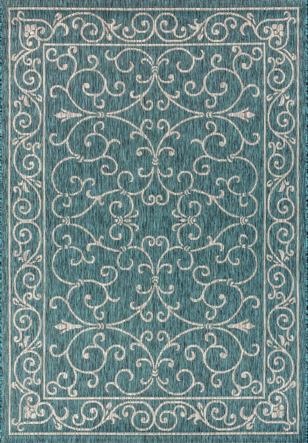 4' X 6' Teal Blue And Gray Medallion Indoor Outdoor Area Rug Homeroots Outdoor