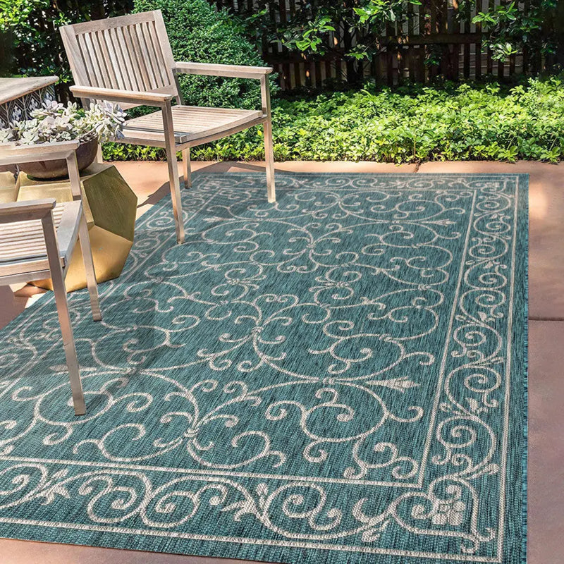 4' X 6' Teal Blue And Gray Medallion Indoor Outdoor Area Rug Homeroots Outdoor