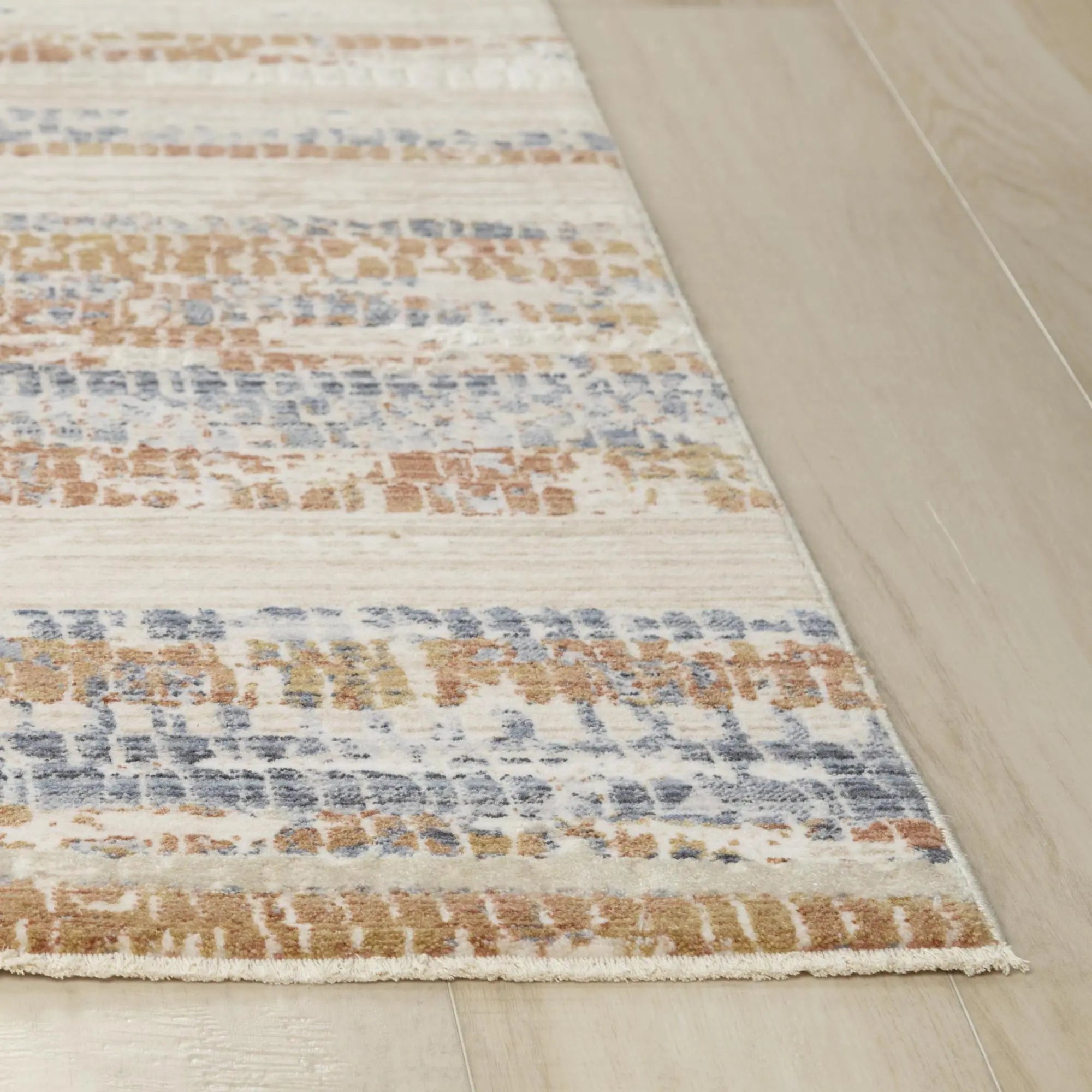 4' X 6' Terra Cotta And Blue Striped Area Rug Homeroots Home Decor