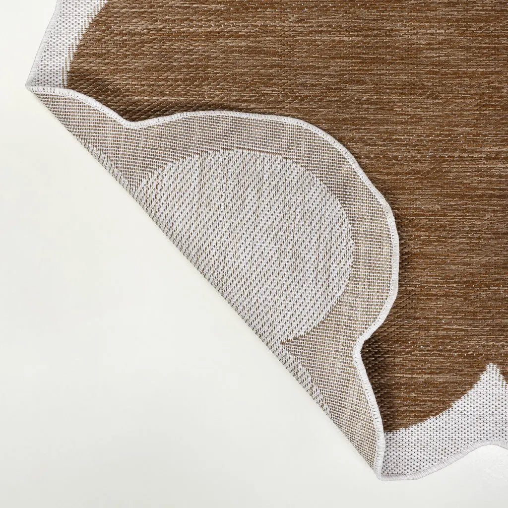 4' X 6' Terra Cotta And Cream Indoor Outdoor Area Rug Homeroots Outdoor