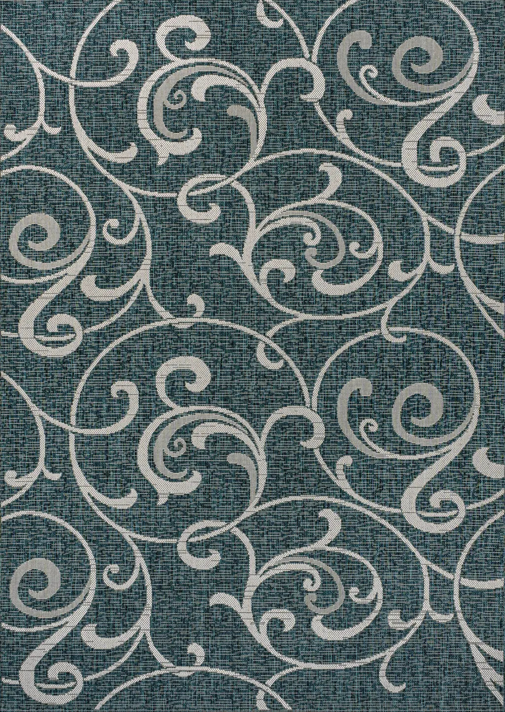 4' X 6' Turquoise And Cream Floral Indoor Outdoor Area Rug Homeroots Outdoor