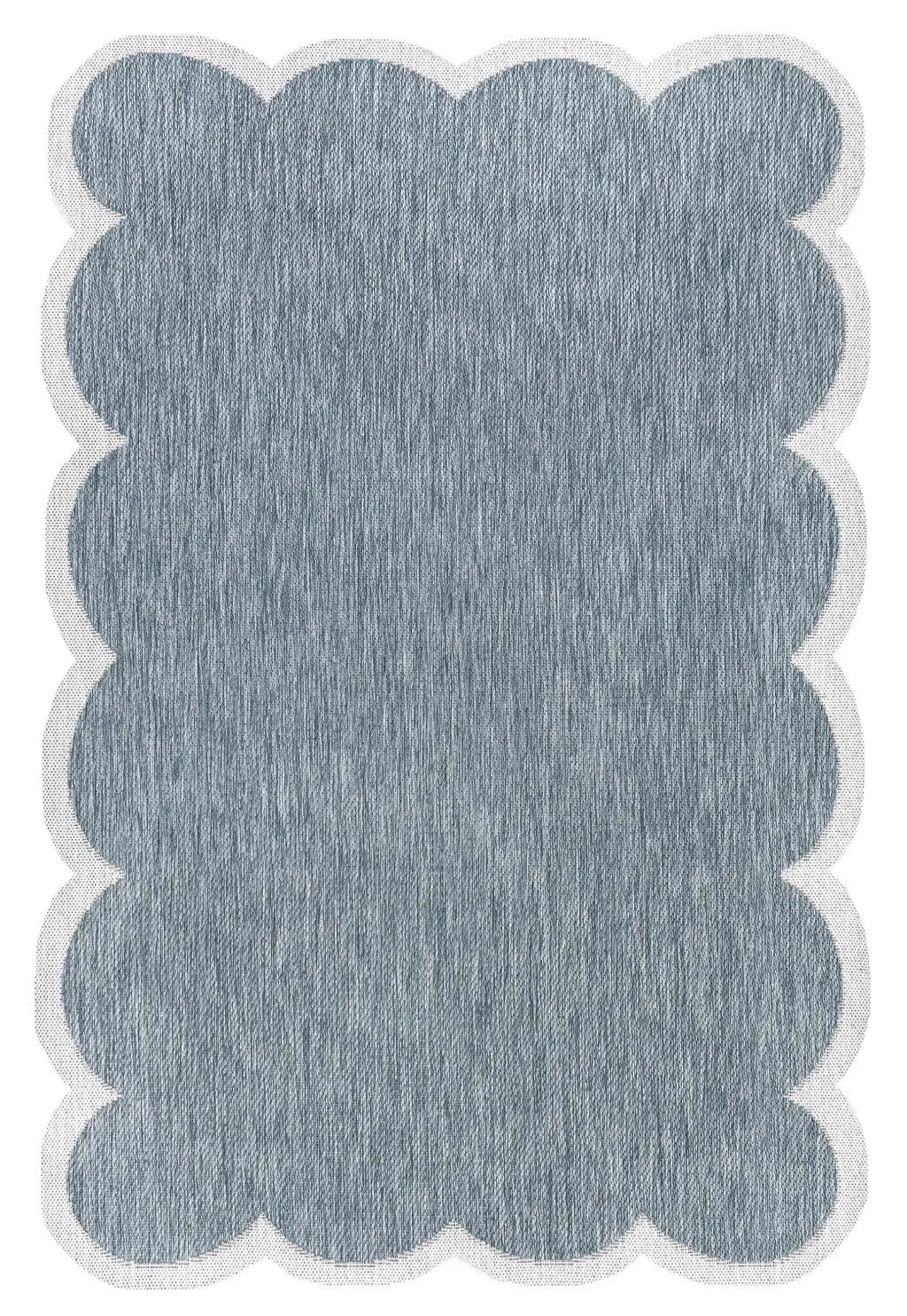 4' X 6' Turquoise And Cream Indoor Outdoor Area Rug Homeroots Outdoor