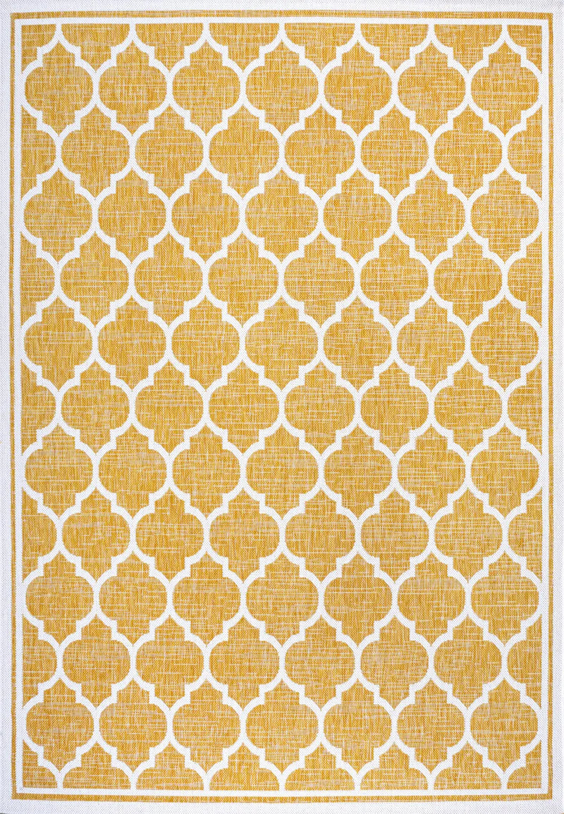 4' X 6' Yellow And Cream Geometric Indoor Outdoor Area Rug Homeroots Outdoor