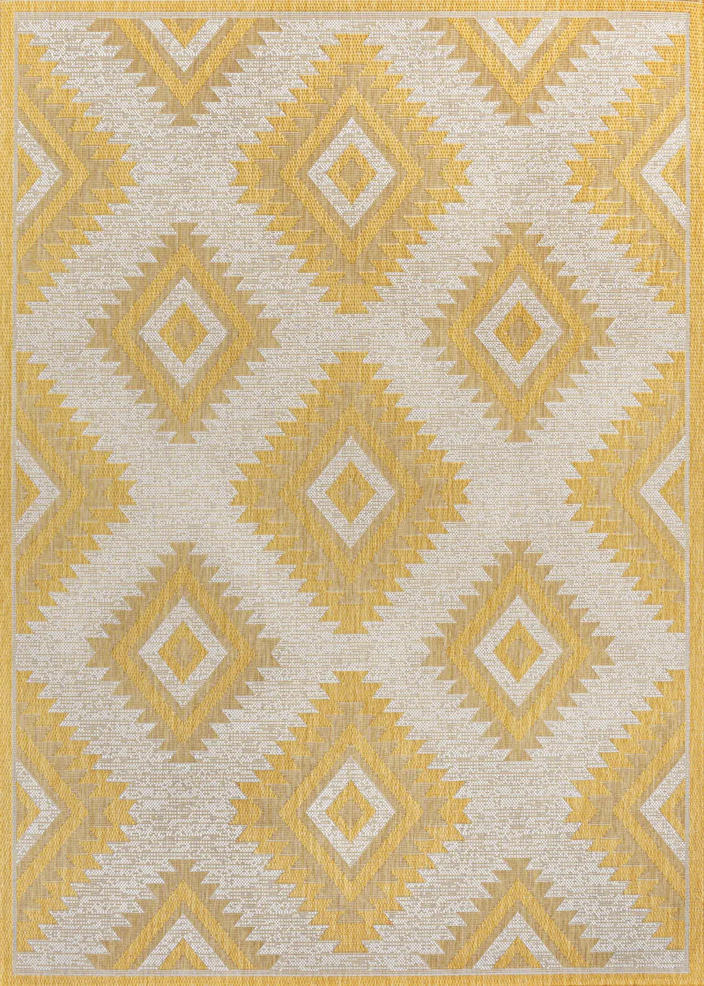 4' X 6' Yellow And Cream Moroccan Indoor Outdoor Area Rug - GreatEagleInc