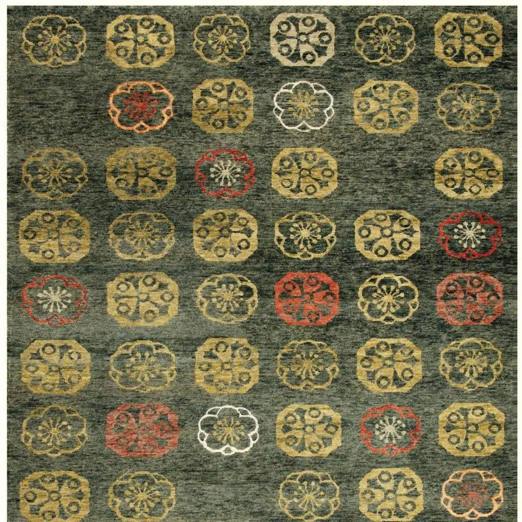 4' X 6' Yellow Green And Orange Floral Hand Knotted Area Rug Homeroots Home Decor