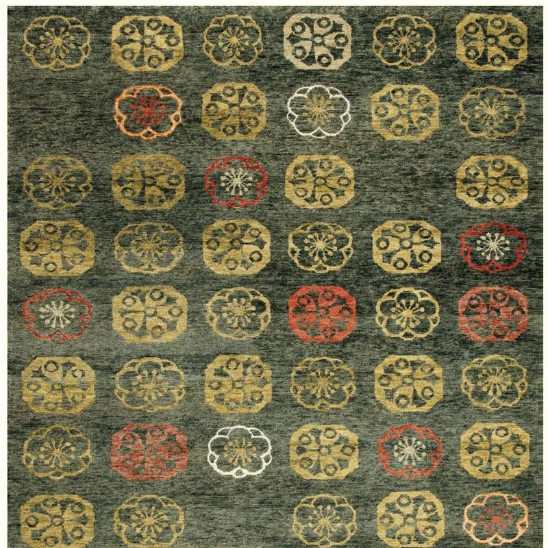 4' X 6' Yellow Green And Orange Floral Hand Knotted Area Rug Homeroots Home Decor