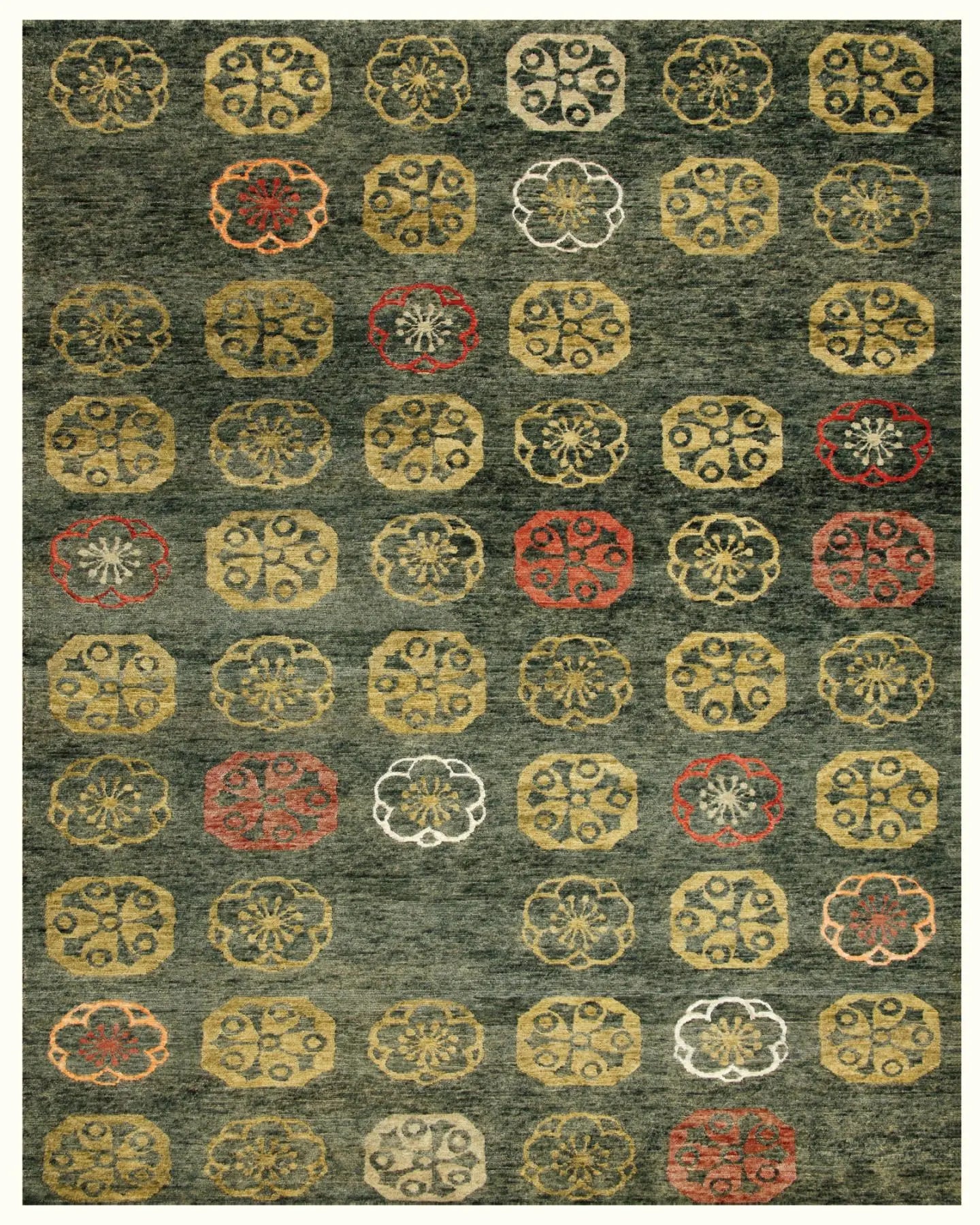 4' X 6' Yellow Green And Orange Floral Hand Knotted Area Rug Homeroots Home Decor