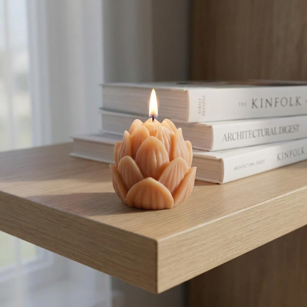 2" Orange Vanilla Scented Dimensional Flower Candle - Home & Garden