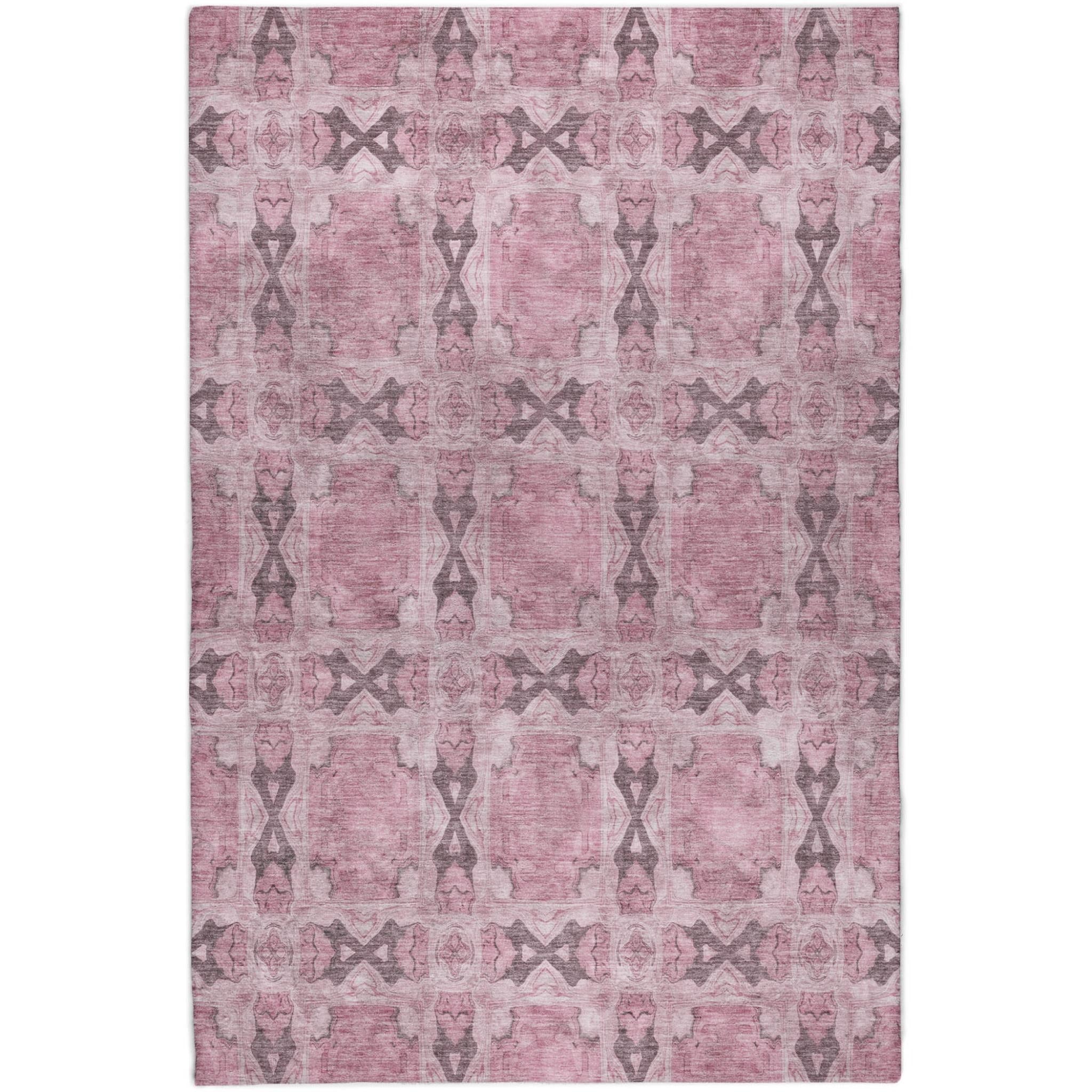 10' X 14' Pink And Gray Geometric Shag Washable Area Rug With UV Protection - Home & Garden