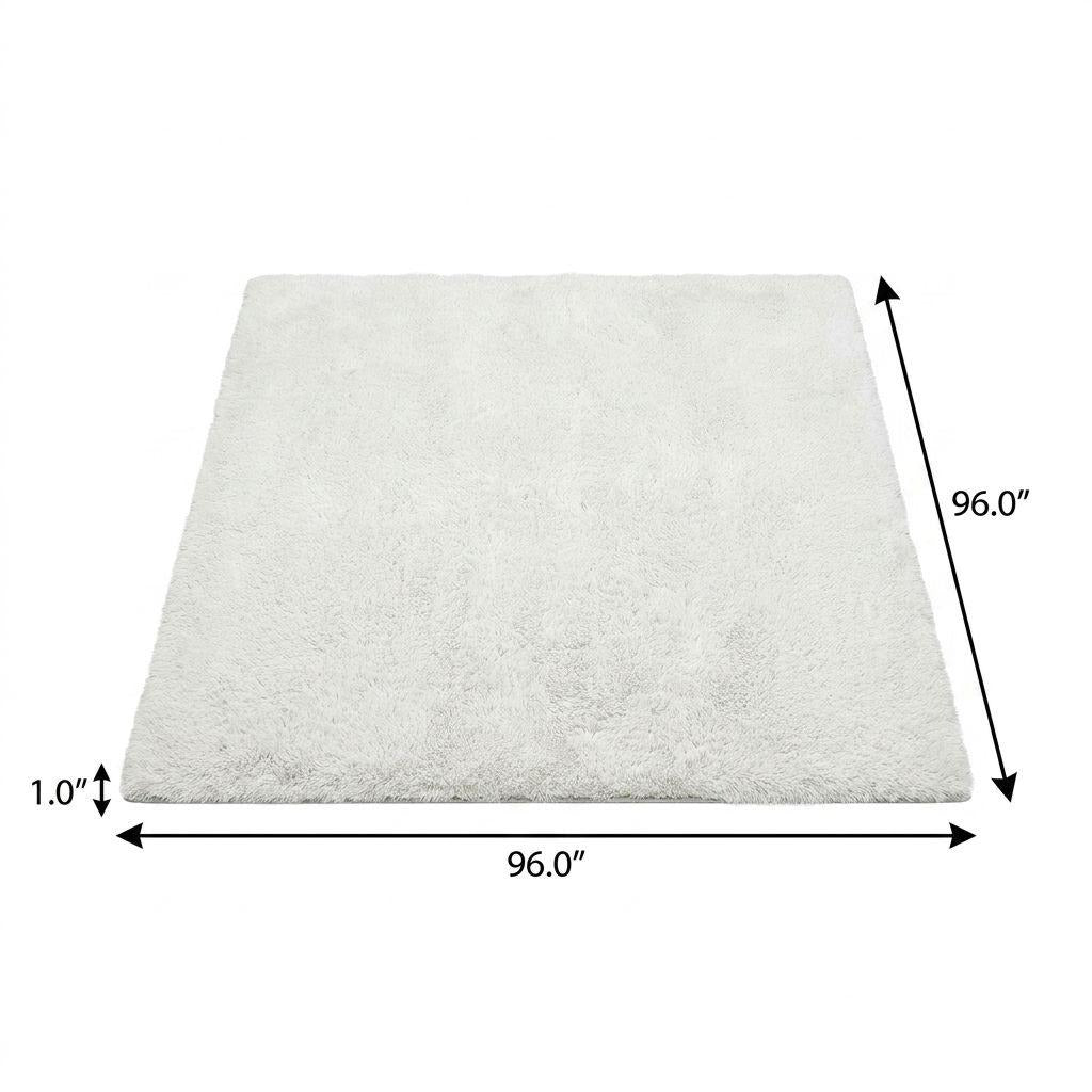8' Navy Blue And Ivory Floral Shag Washable Round Rug With UV Protection - Home & Garden