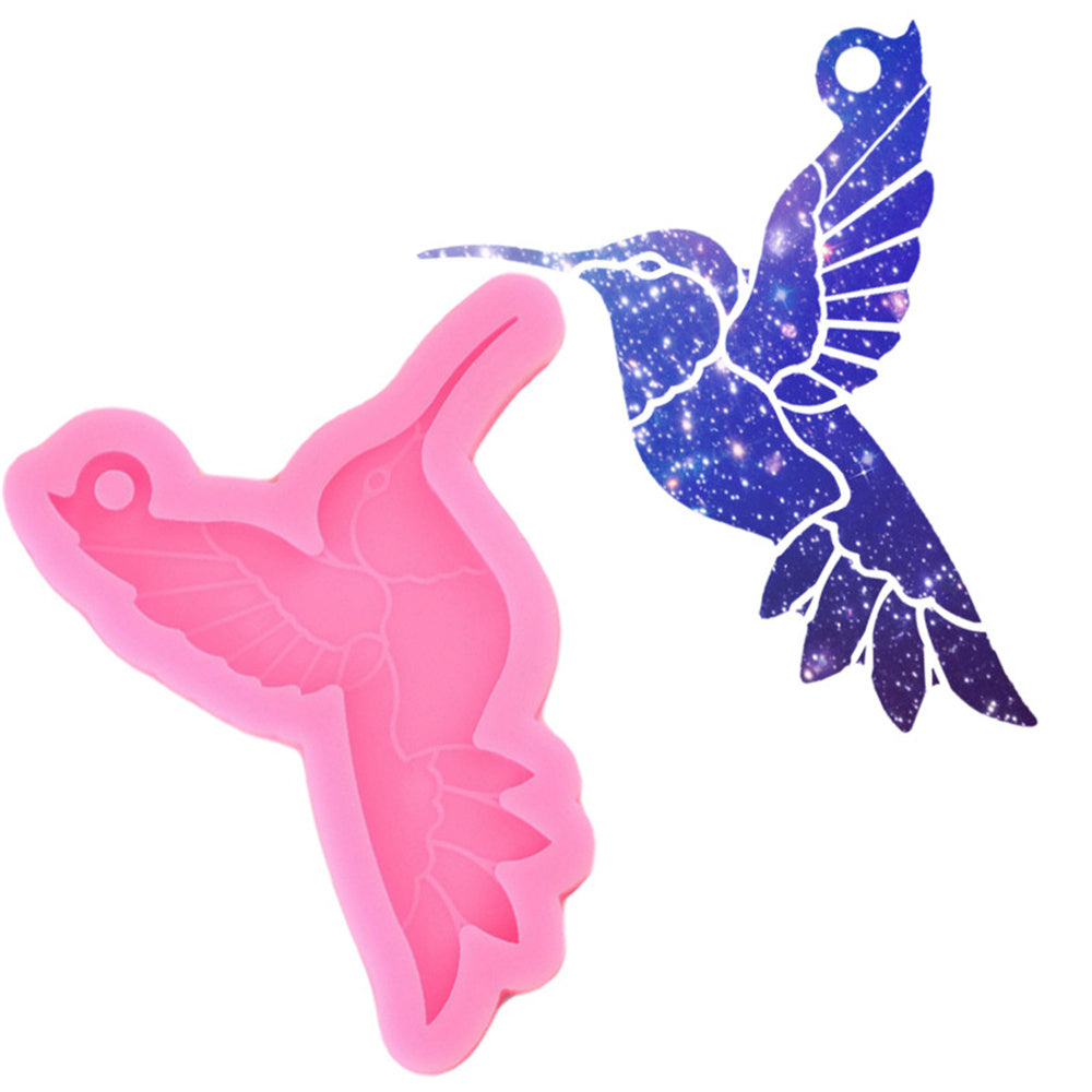 Creative Hummingbird Shape Silicone Mold Resin Keychain Casting Molds Resin Mold Silicone Self Defense Keychain Pink