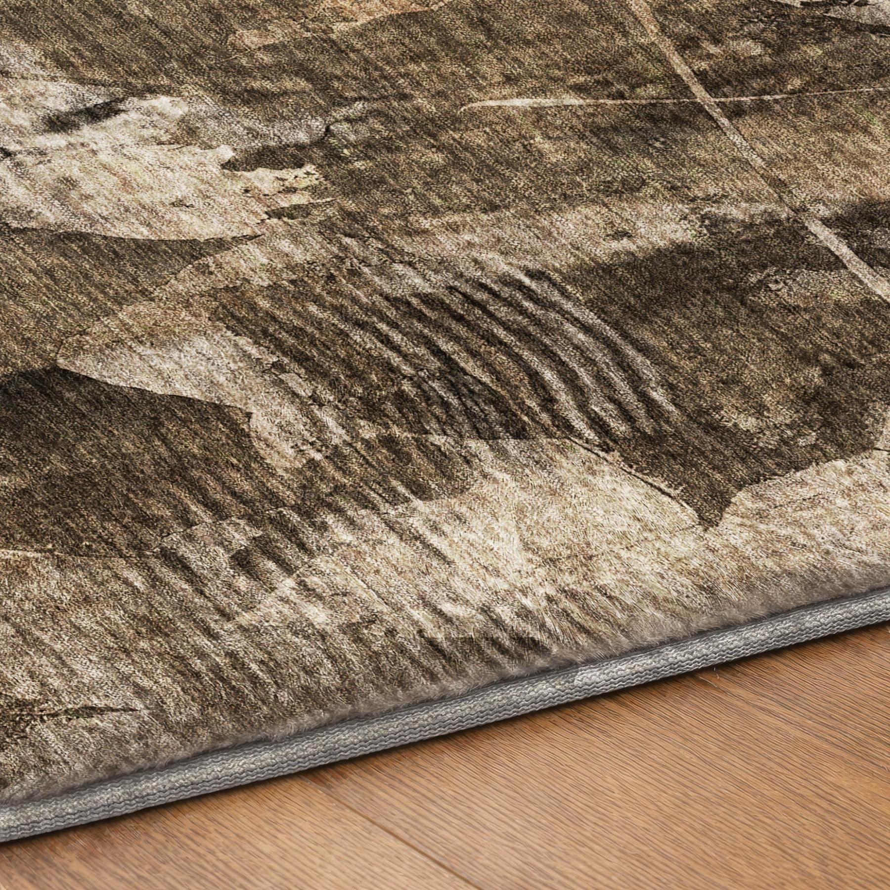 10' X 14' Taupe And Beige Floral Shag Washable Area Rug With UV Protection - Home & Garden