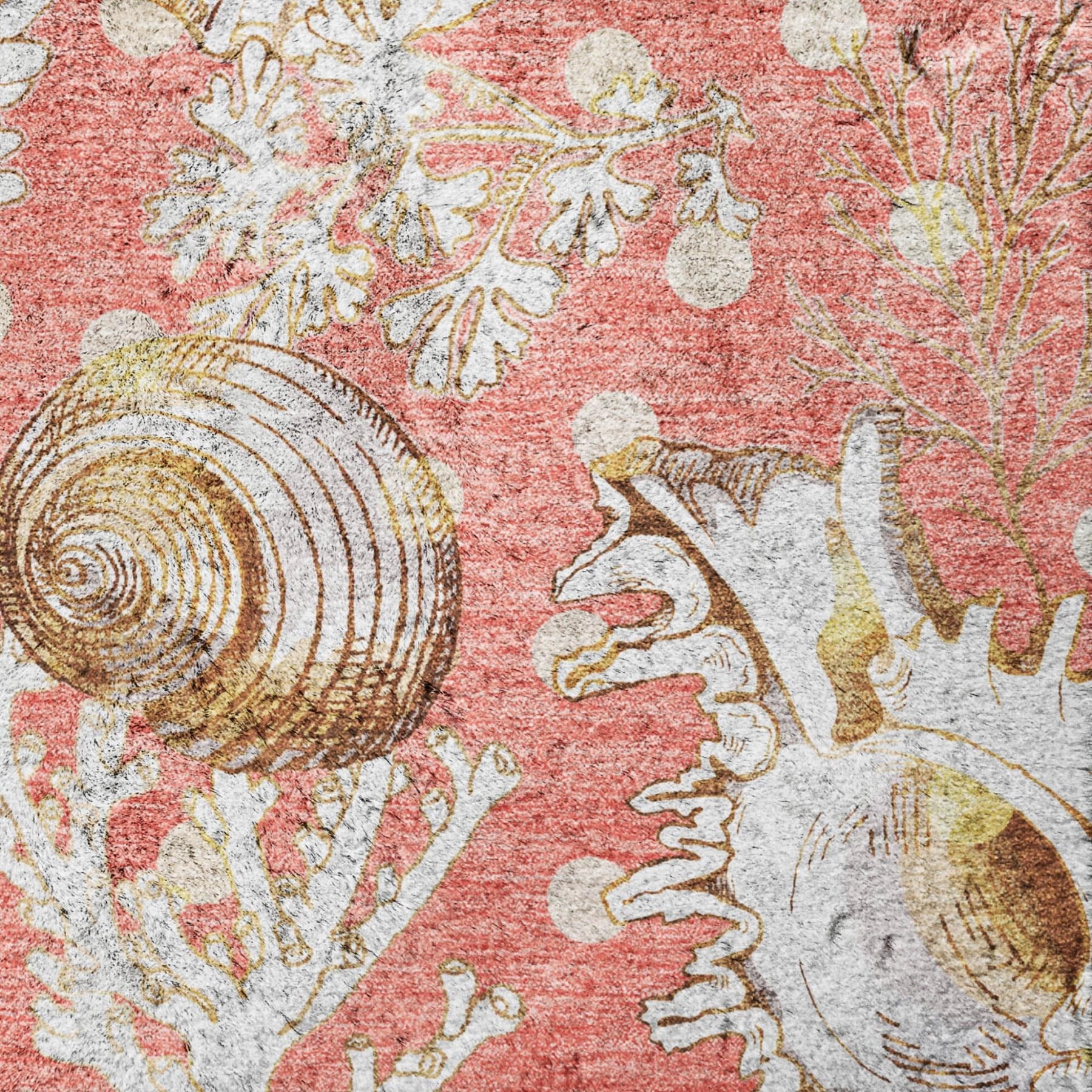 10' X 14' Peach And Chocolate Animal Print Shag Washable Area Rug With UV Protection - Home & Garden