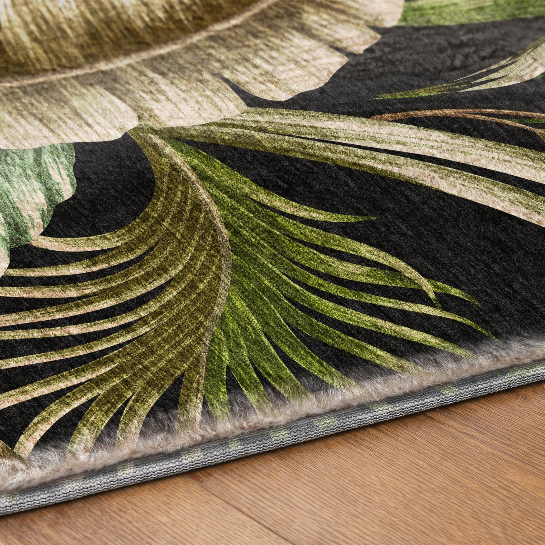 10' X 14' Midnight And Chocolate Floral Shag Washable Area Rug With UV Protection - Home & Garden