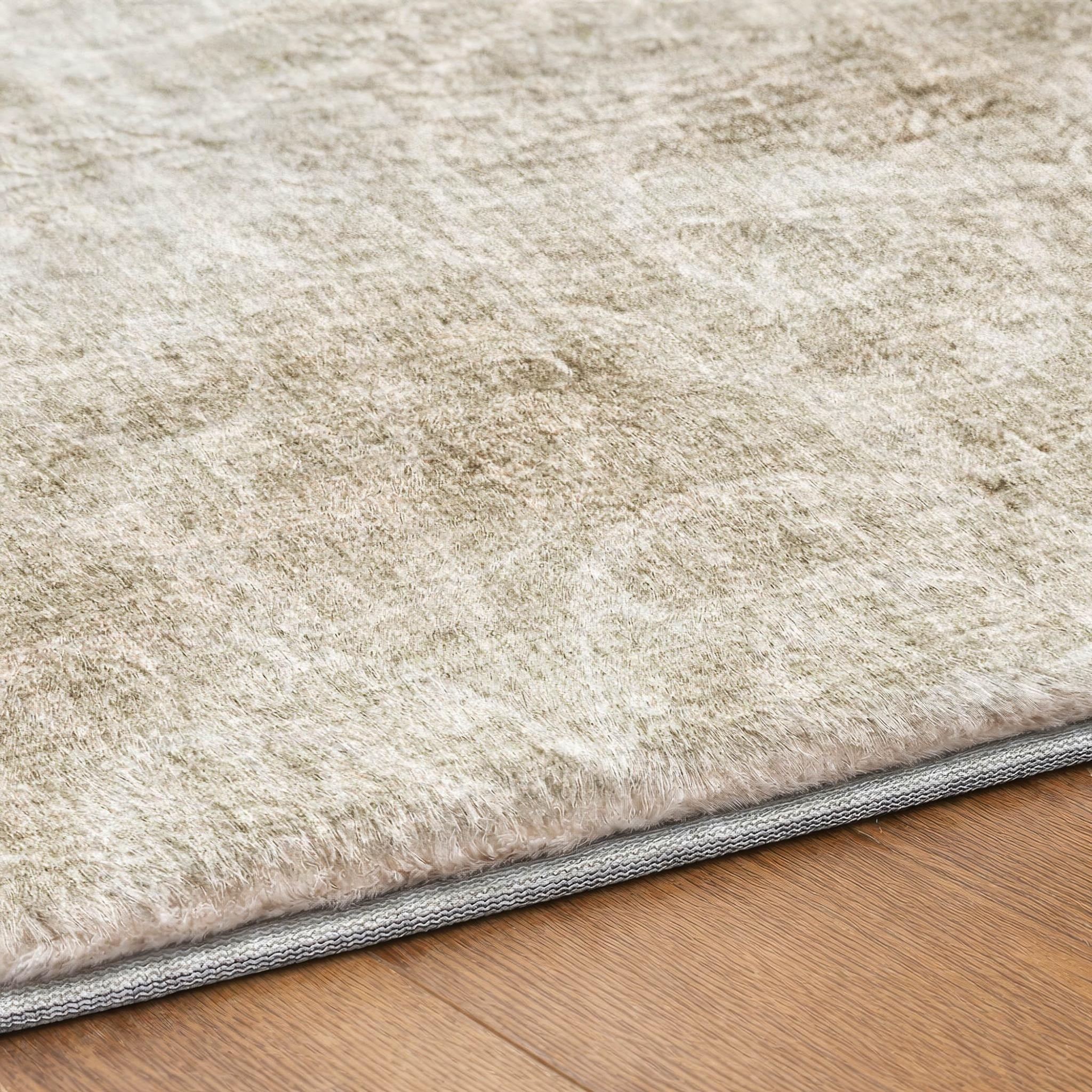 10' X 14' Beige And Taupe Animal Print Shag Washable Area Rug With UV Protection - Home & Garden