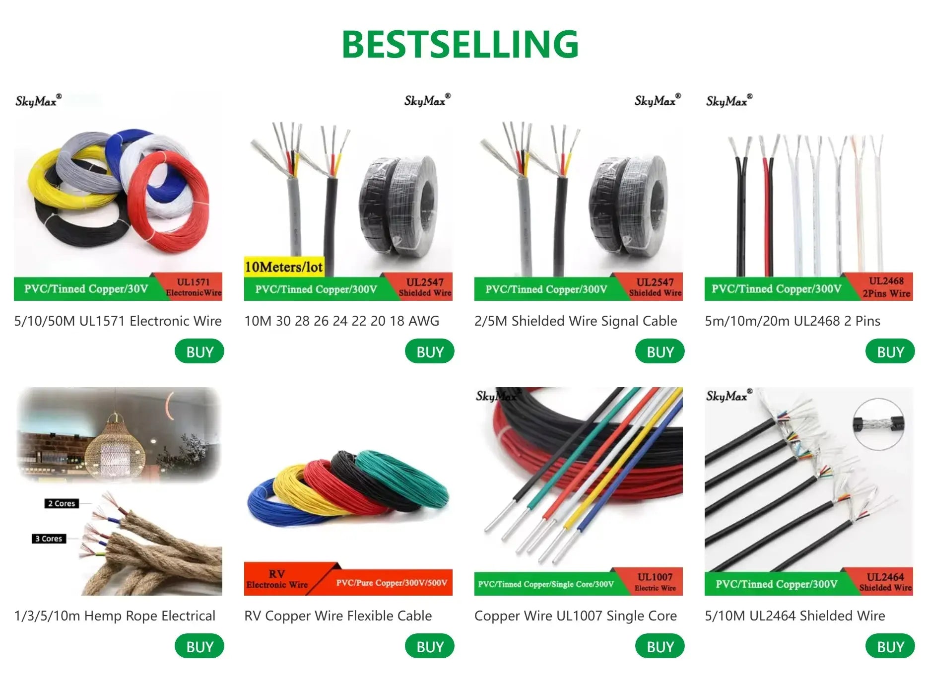 5/10/50M UL1571 Electronic Wire 32 30 28 26 24 22 20 18 16 AWG PVC Insulated Tinned Copper Environmental LED Line DIY Cord GreatEagleInc