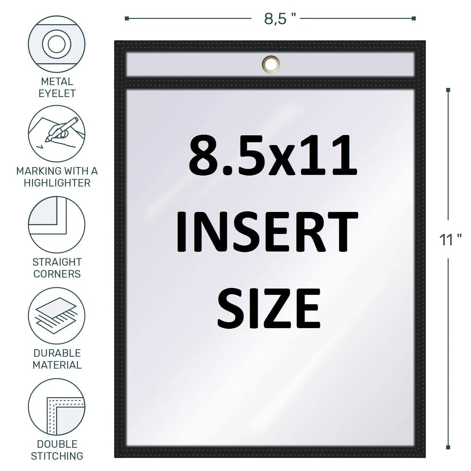 5 Pack Job Ticket Holders 8.5x11 Dry Erase Shop Holder Order Pockets Vinyl Clear Black Sleeves Tickets Folders Jackets Juzari
