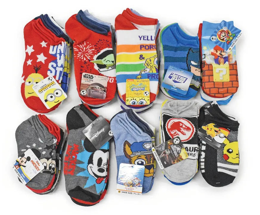 5-Pairs Licensed Assorted Kids' No-Show Socks Marquee Innovations