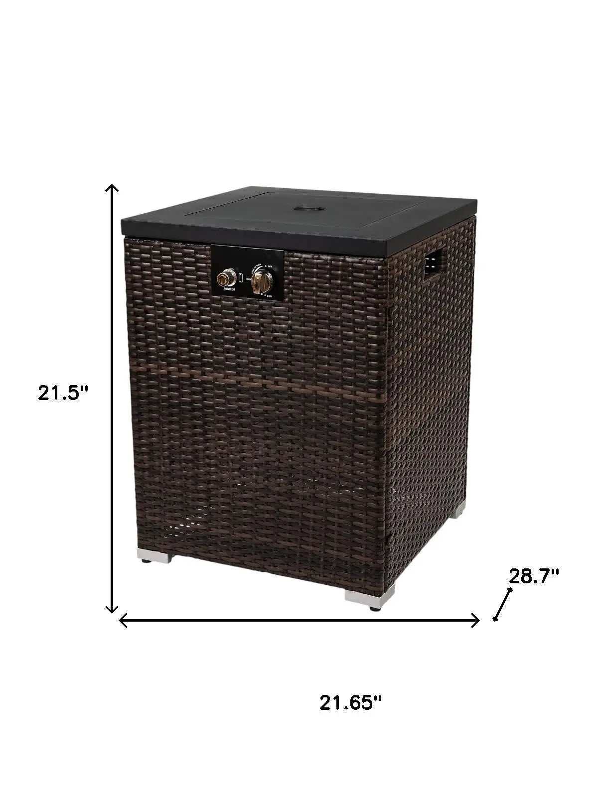 50000 BTU 22" Brown Wicker Propane Rectangular Fire Pit Homeroots Outdoor