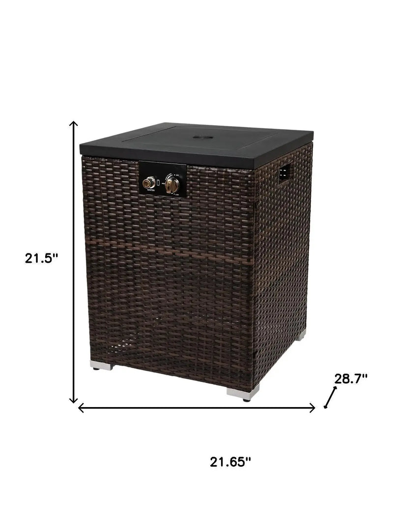50000 BTU 22" Brown Wicker Propane Rectangular Fire Pit Homeroots Outdoor
