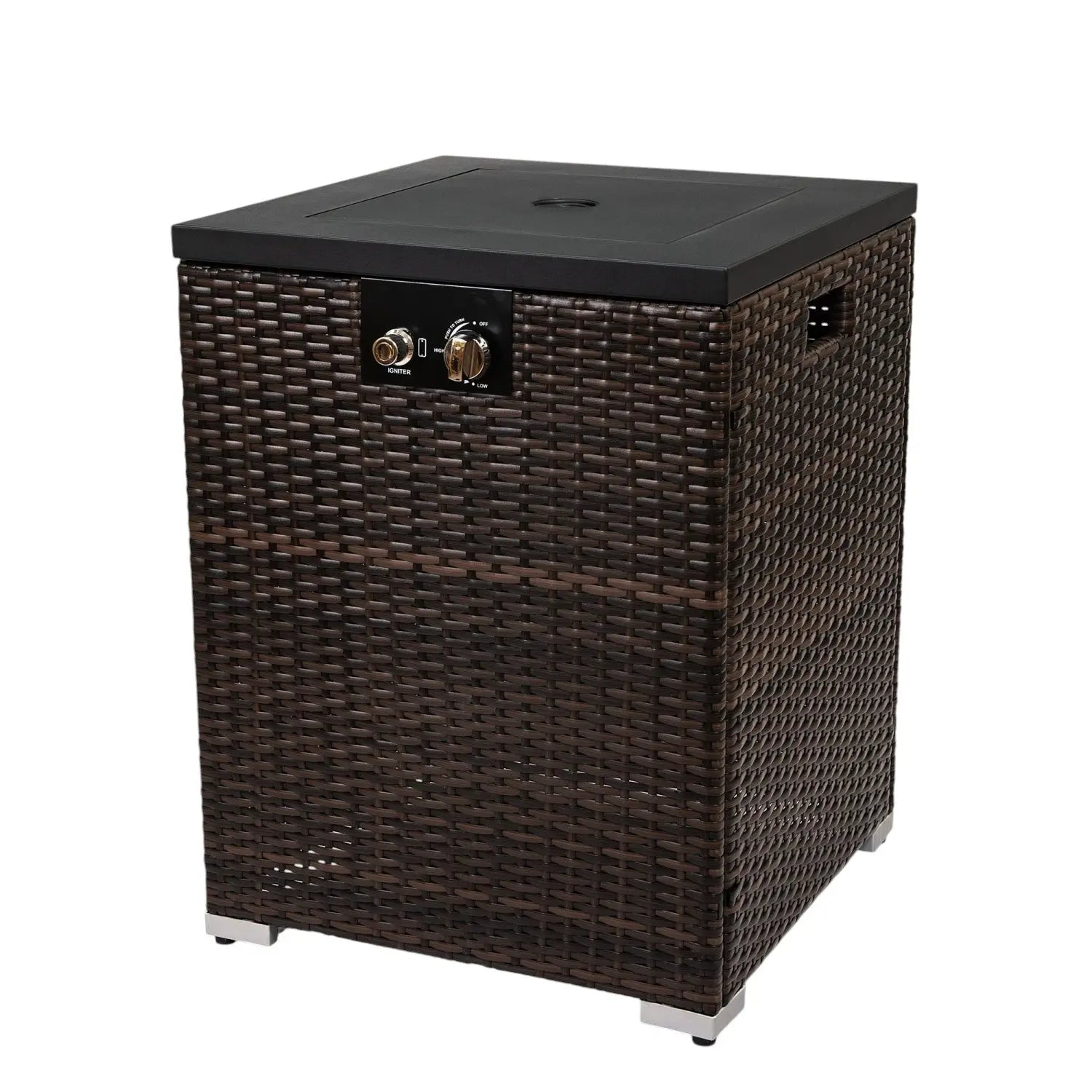 50000 BTU 22" Brown Wicker Propane Rectangular Fire Pit Homeroots Outdoor