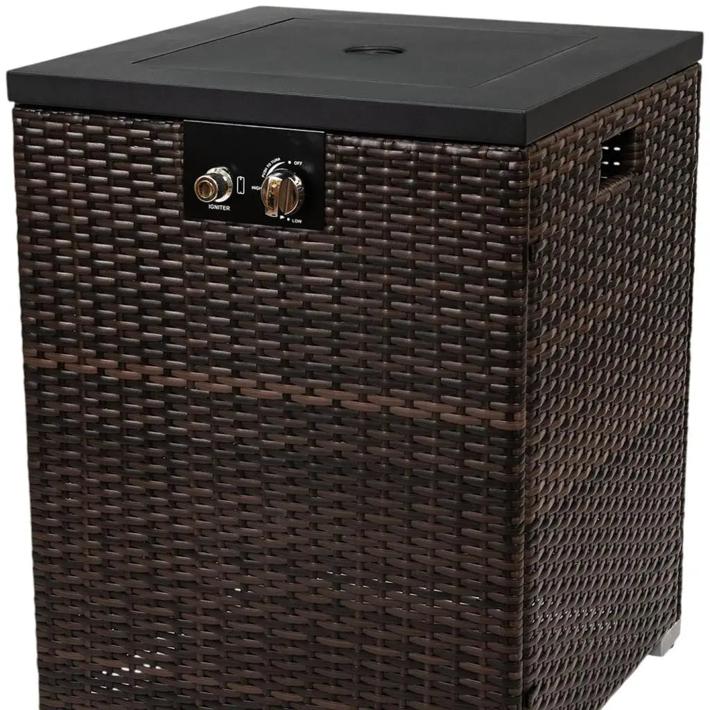 50000 BTU 22" Brown Wicker Propane Rectangular Fire Pit Homeroots Outdoor