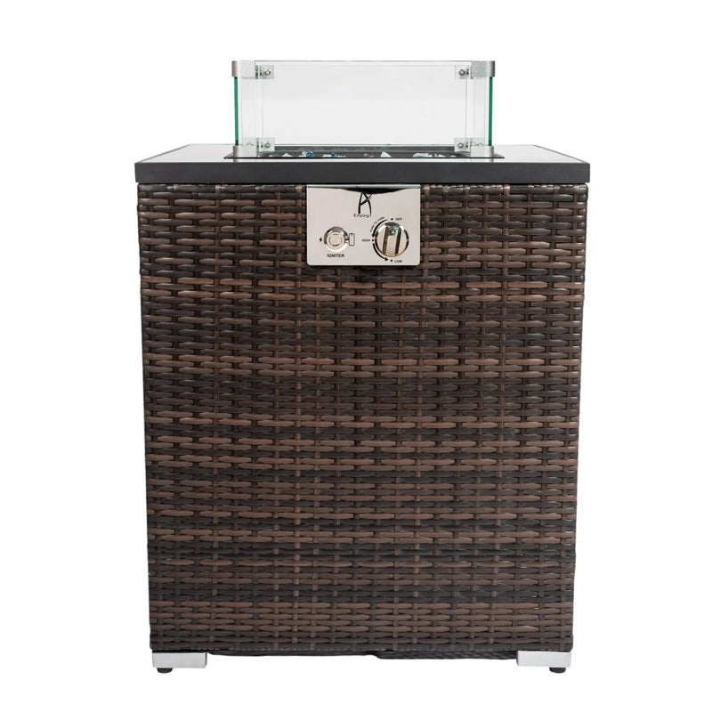 50000 BTU 24" Espresso Wicker Propane Rectangular Fire Pit Homeroots Outdoor